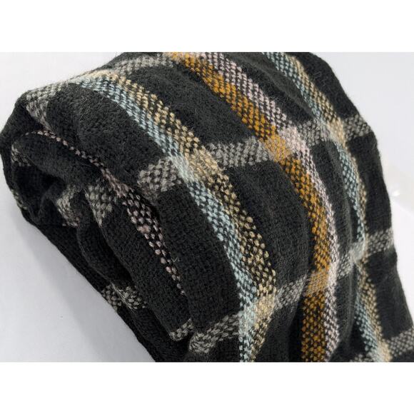 Madewell Wool Blend Black Tartan Plaid Scarf - Picture 5 of 7